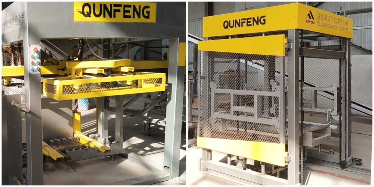 Barisan pengeluaran produk konkrit automatik sepenuhnya QS1000 daripada Qunfeng Machinery menampilkan peralatan tambahan automatik; tahap kecerdasannya yang tinggi secara berkesan mengurangkan keperluan untuk campur tangan manual.